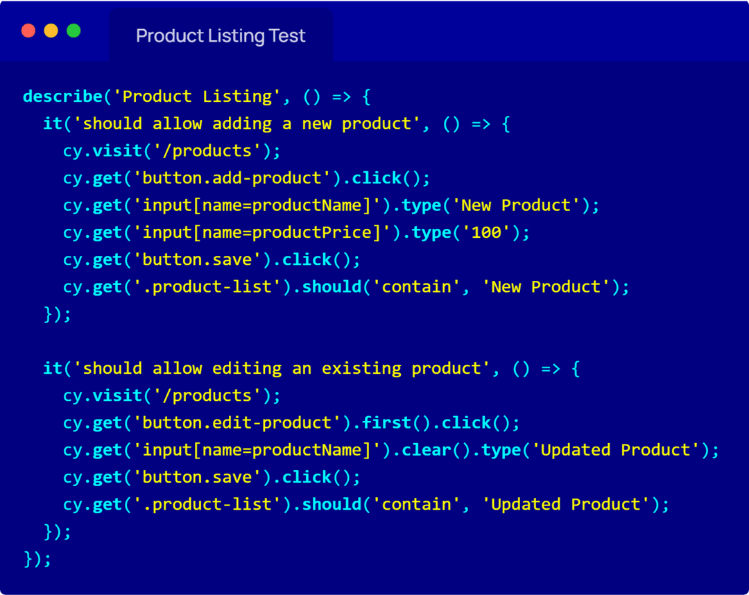 Product listing test