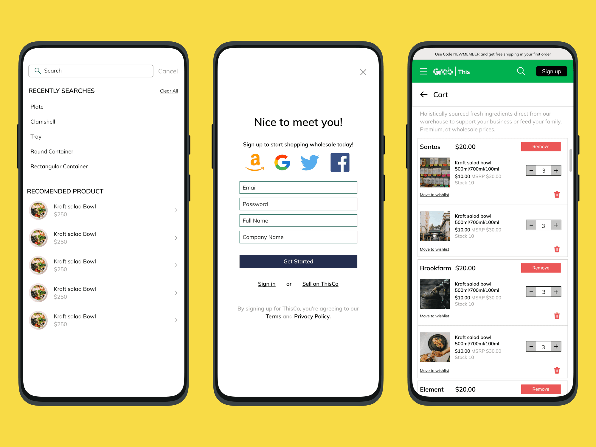 mobile mockup signup