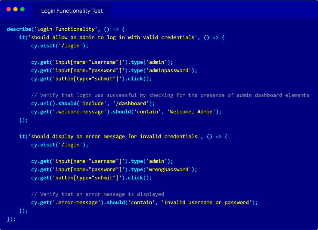 Login functionality test