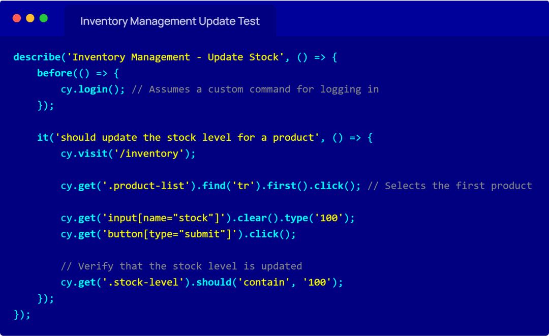 Inventory management update test